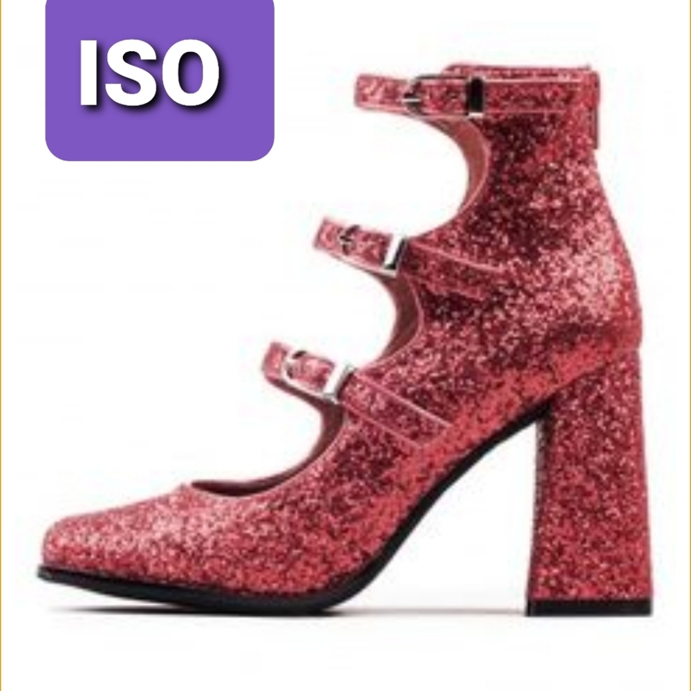 ISO JEFFREY CAMPBELL RED SPARKLE SHOE SIZE 7